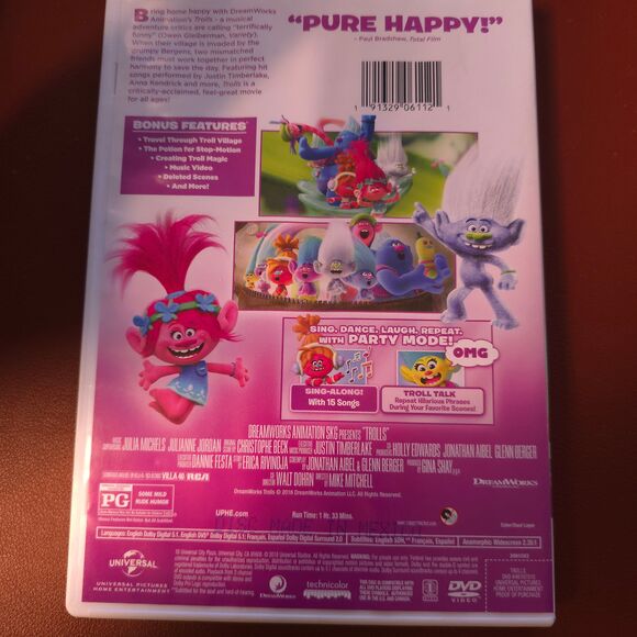 Trolls (DVD, 2017) Anna Kendrick Animation Family DreamWorks Bonus Features - Picture 2 of 3